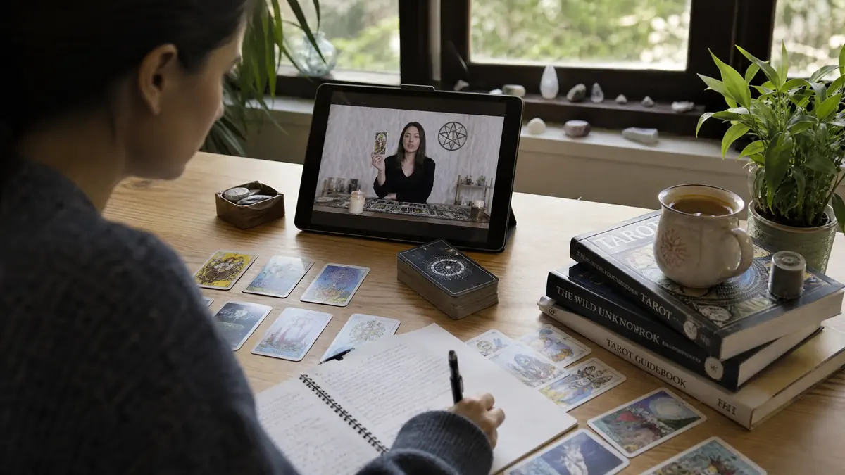 Pessoa praticando tiragens de Tarot